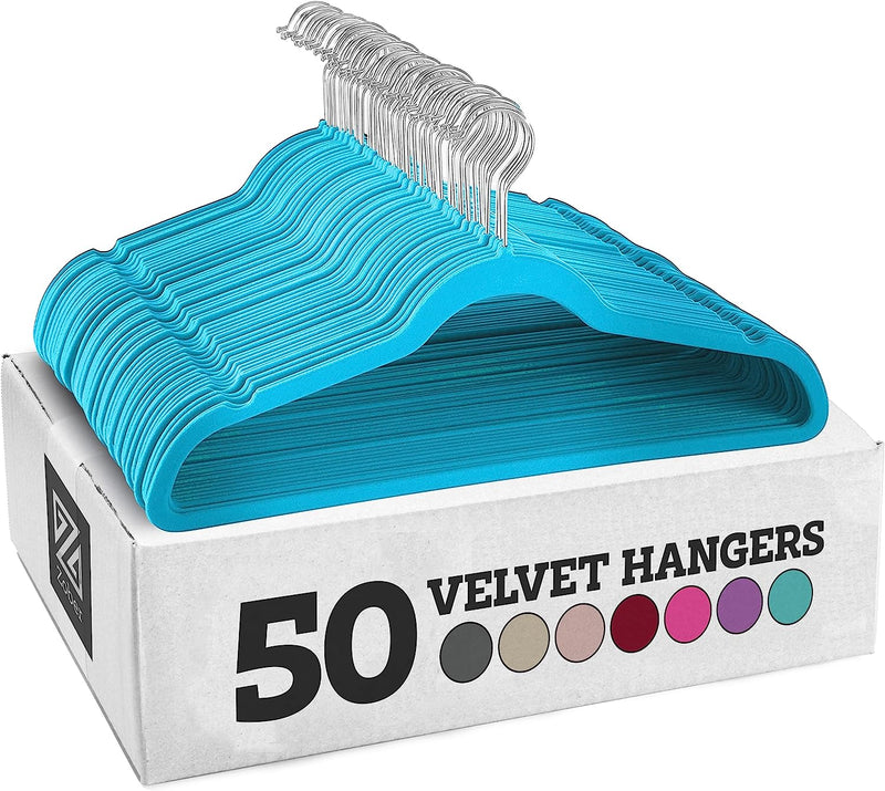 Zober Velvet Hangers 50 Pack - Black Hangers for Coats, Pants & Dress Clothes - Non Slip Clothes Hanger Set W/ 360 Degree Swivel, Holds up to 10 Lbs - Strong Felt Hangers for Clothing Sporting Goods > Outdoor Recreation > Fishing > Fishing Rods ZOBER Turquoise 50 Pack 