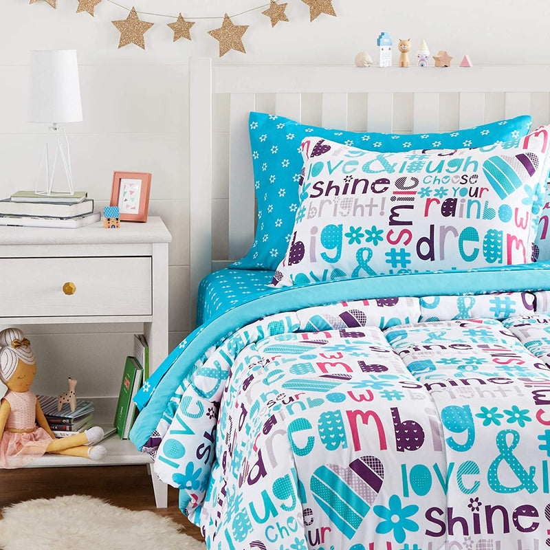 Kids Bed-In-A-Bag Microfiber Bedding Set, Easy Care, Twin, Blue Mermaids - Set of 5 Pieces Home & Garden > Linens & Bedding > Bedding KOL DEALS Multi Dream Big Bedding Set Twin