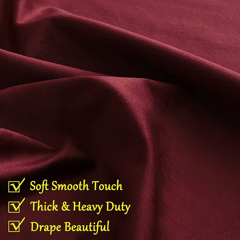Timeper Burgundy Red Velvet Curtains for Theater - Home Décor Red Blackout Curtains Grommet Thermal Insulated Short Drapes for Studio / Master Bedroom, W52 X L63, 2 Panels Home & Garden > Decor > Window Treatments > Curtains & Drapes Timeper   