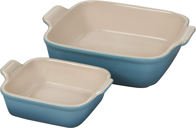 Le Creuset Stoneware Heritage Set of 2 Square Dishes , Small - 18 Oz. & Medium - 2 Qt., White Home & Garden > Kitchen & Dining > Cookware & Bakeware Le Creuset Caribbean  