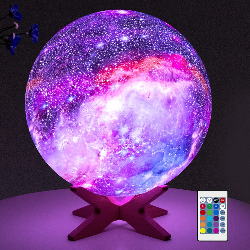 TOOGE 5.9 Inch 16 Colors Moon Lamp Lava Lamp Night Lights for Kids Room Galaxy Mood Light 3D Moon Light for Room Décor/Bedroom Gift for Kids/Boys/Girls/Teen/Women/Adults Birthday Christmas
