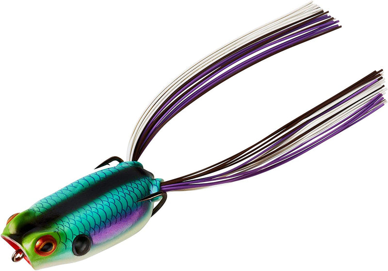 BOOYAH Poppin' Pad Crasher Topwater Bass Fishing Hollow Body Frog Lure with Weedless Hooks Sporting Goods > Outdoor Recreation > Fishing > Fishing Tackle > Fishing Baits & Lures Pradco Outdoor Brands Aqua Frog  