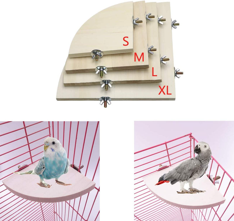 2PCS Bird Perch Stand Platform Wood Fan-Shaped Springboard for Parrot Parakeet Conure Cockatiel Hamster Gerbil Mouse Chinchilla Squirrel Cage Accessories Exercise Toys (S: 5.1X5.1In (13X13Cm) Animals & Pet Supplies > Pet Supplies > Bird Supplies Wontee   
