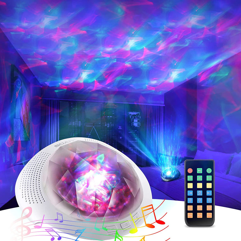 Star Projector, SOAIY Galaxy Projector for Bedroom, 8 Mode Lighting Shows, White Noise Aurora Projector with Timer and Speaker, Night Light Projector for Kids, Teenger, Adults, Ceiling, Room Decor Home & Garden > Lighting > Night Lights & Ambient Lighting SOAIY White  