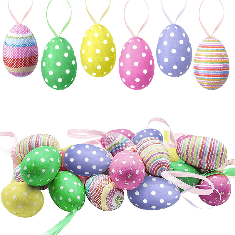 30PCS Easter Hanging Eggs-Colorful Paper Easter Egg-Easter Tree Ornaments for Party Birthday Home Decoration Indoor Supplies (Paper-Small)