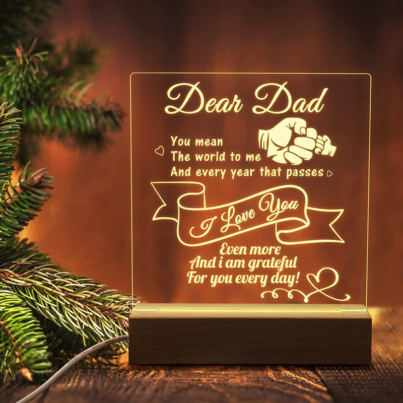 PRSTENLY Anniversary Wedding Gifts for Wife Night Light, to My Wife Gifts Engraved Night Lamp with Wooden Base, Engagement Birthday Gifts for Wife from Husband Home & Garden > Lighting > Night Lights & Ambient Lighting PRSTENLY To My Dad  