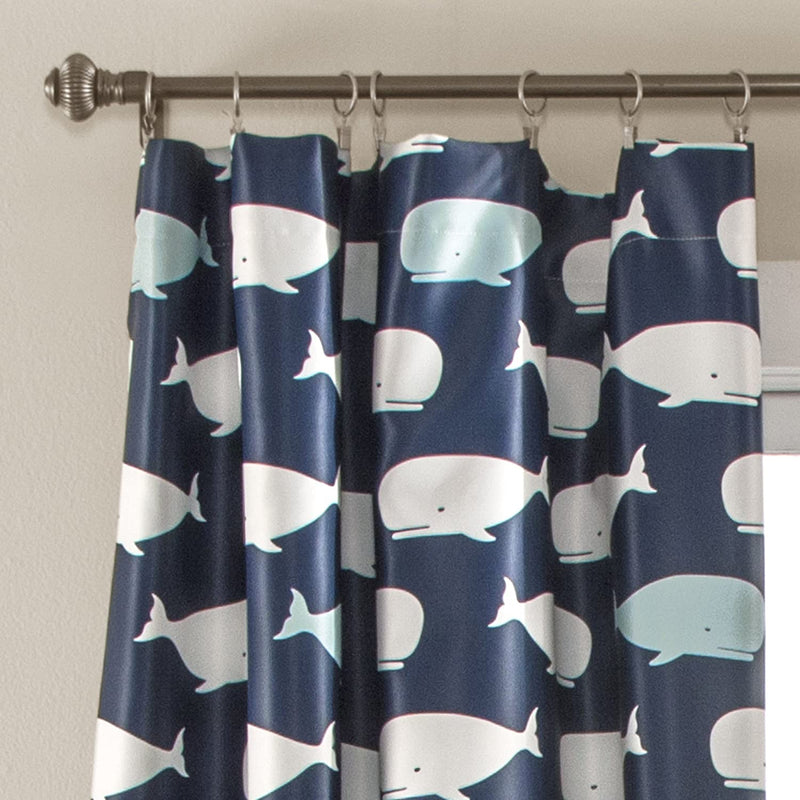 Lush Decor, Navy Whale Curtains-Animal Ocean Print Design Room Darkening Window Panel Set for Living, Dining, Bedroom (Pair), 84” X 52 Home & Garden > Decor > Window Treatments > Curtains & Drapes Triangle Home Fasions   