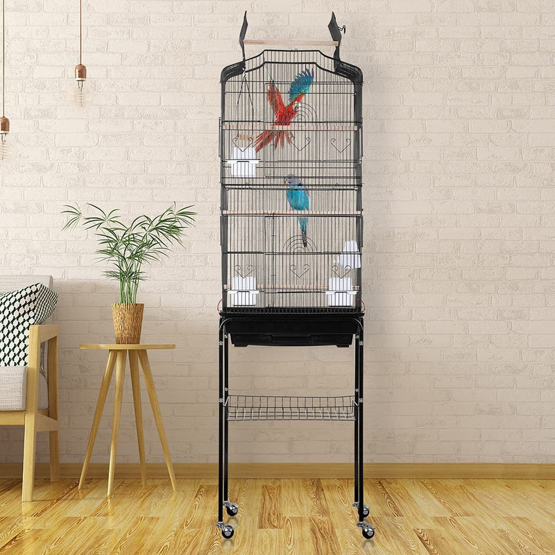 64 Inch Bird Cage Parakeet Cage Open Top Standing Parrot Cage Accessories with Stand Perch Pet Supplies Pet Storage Shelf for Medium Small Cockatiels African Grey Quaker Sun Parakeets Animals & Pet Supplies > Pet Supplies > Bird Supplies > Bird Cages & Stands Tffnew   