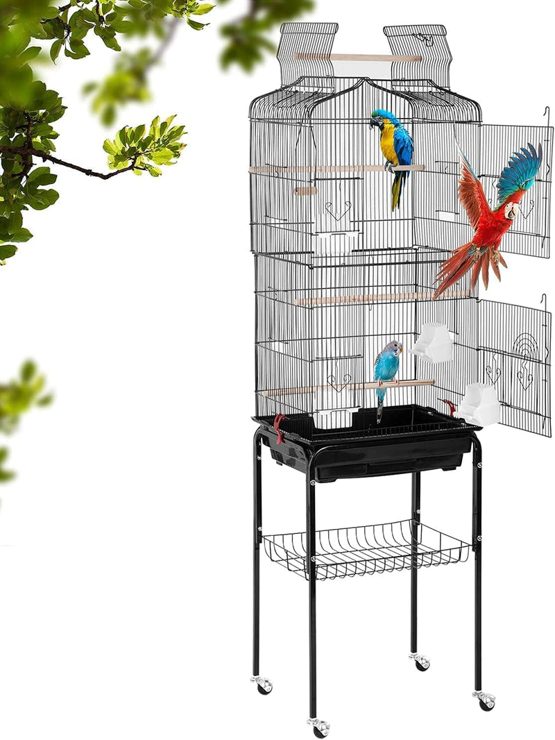 64 Inch Bird Cage Parakeet Cage Open Top Standing Parrot Cage Accessories with Stand Perch Pet Supplies Pet Storage Shelf for Medium Small Cockatiels African Grey Quaker Sun Parakeets Animals & Pet Supplies > Pet Supplies > Bird Supplies > Bird Cages & Stands Tffnew   