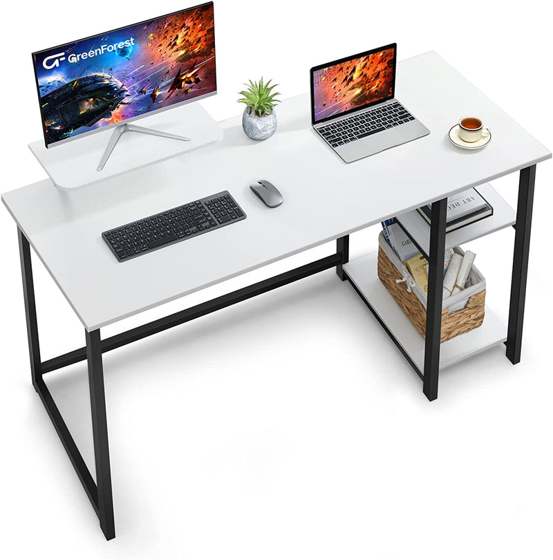 Greenforest Home Office Computer Desk with Monitor Stand and Reversible Storage Shelves,47 Inch Modern Writing PC Work Table,Easy Assembly,Walnut Home & Garden > Household Supplies > Storage & Organization GreenForest White 55 inch 