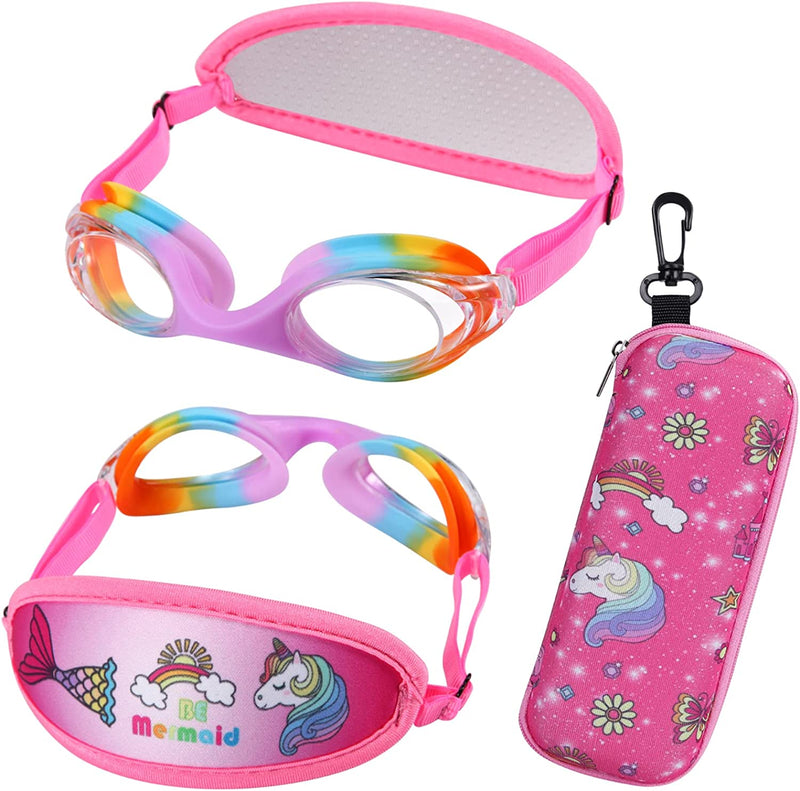 Kids Swim Goggles,Swim Goggles for Kids Adult, Swim Goggles with Fabric Strap - No Tangle Elastic, Pain Free Head Band Sporting Goods > Outdoor Recreation > Boating & Water Sports > Swimming > Swim Goggles & Masks HYDROCOMFY 01 Jr Goggles-rainbow  
