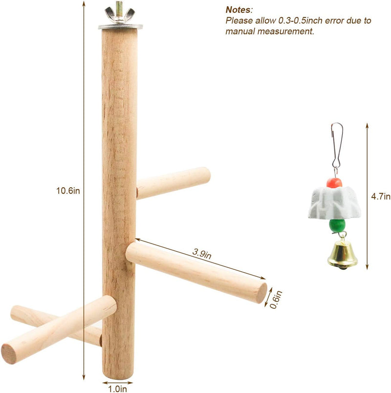 2Pcs Bird Perch Nature Wood Top Wooden Branches Stand Toys in Bird Cage for 3 or 4 Small Medium Parrots,Budgies,Parakeet,Cockatiels,Conure,Lovebirds