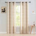 Jubilantex 2 Pieces Buffalo Check Semi Sheer Curtain Panels Grey and White Plaid Textured Curtains Drapery, Farmhouse Grommet Window Drapes for Living Room Bedroom, 40''X84''