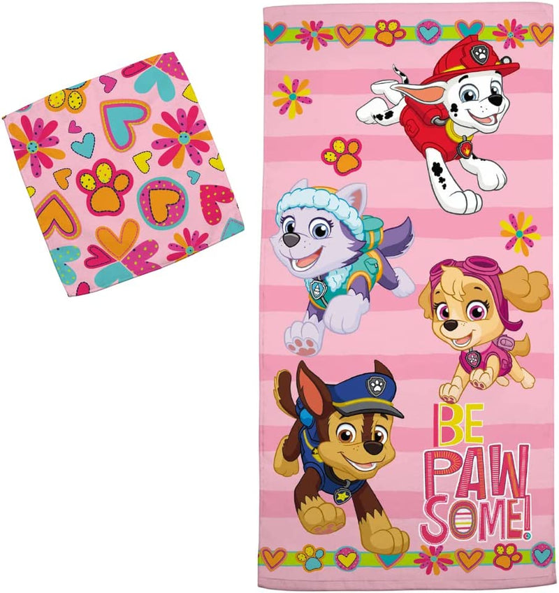 Gabby'S Dollhouse, Gabby, Mercat and Pandy Kids Bath/Pool/Beach Soft Absorbent Cotton Terry Towel with Washcloth 2 Piece Set, 50 in X 25 In, (Official Dreamworks Product) by Franco Home & Garden > Linens & Bedding > Towels Franco Paw Patrol Girls 25 in x 50 in 