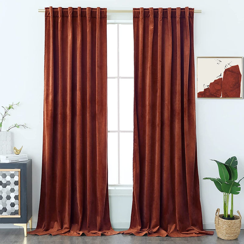 Timeper Mauve Velvet Curtains 84 Inches - Home Decoration Soft Flannel Wild Rose Luxury Dressing Look for Party / Film Room Thermal Insulated Noise Absorb, Rod Pocket Back Tab, 52 Wx 84 L, 2 Panels Home & Garden > Decor > Window Treatments > Curtains & Drapes Timeper Rust Red Back Tab W52 x L96