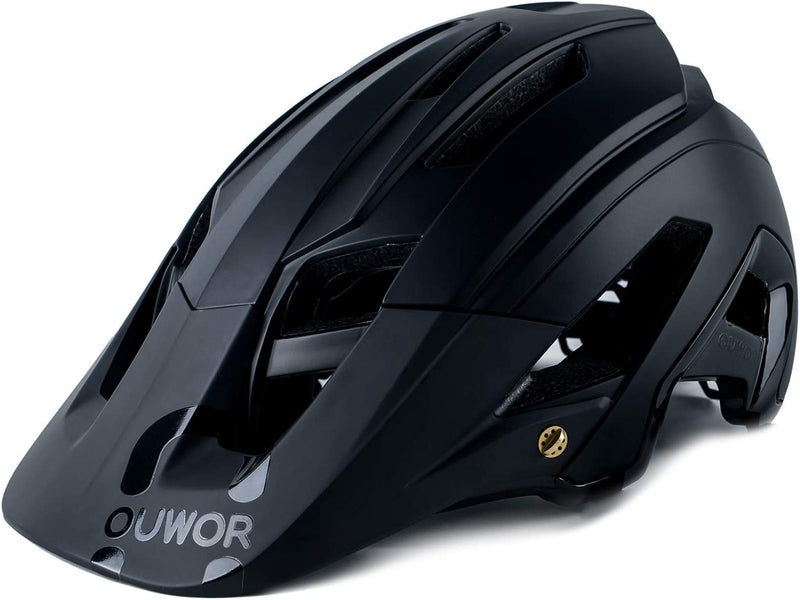 OUWOR Mountain Bike MTB Helmet for Adults and Youth Sporting Goods > Outdoor Recreation > Cycling > Cycling Apparel & Accessories > Bicycle Helmets OUWOR Black Medium: 54-58 cm / 21.2-22.8 inch 