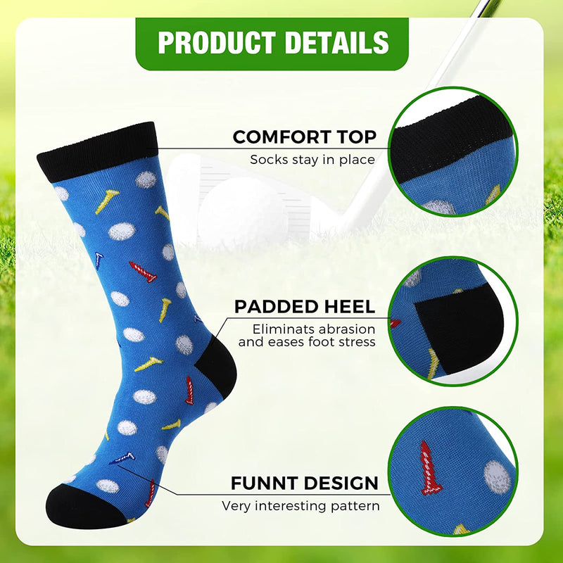 Jagely 8 Pairs Men'S Novelty Golf Socks Funky Sports Crew Socks Golf Lover Funny Gifts for Women Men Teens Running Athletic, One Size Sporting Goods > Outdoor Recreation > Winter Sports & Activities JaGely   