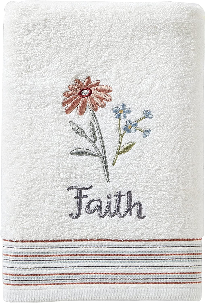 SKL Home Faithful Flowers Bath Towel, White Home & Garden > Linens & Bedding > Towels Saturday Knight Ltd. Bath Towel  