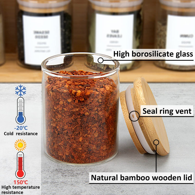 Juneheart 12 PCS Glass Spice Jars with Bamboo Lids and 194 Waterproof Labels, 4Oz Clear Food Storage Containers for Kitchen Sugar Salt Coffee Beans Home & Garden > Decor > Decorative Jars JuneHeart   