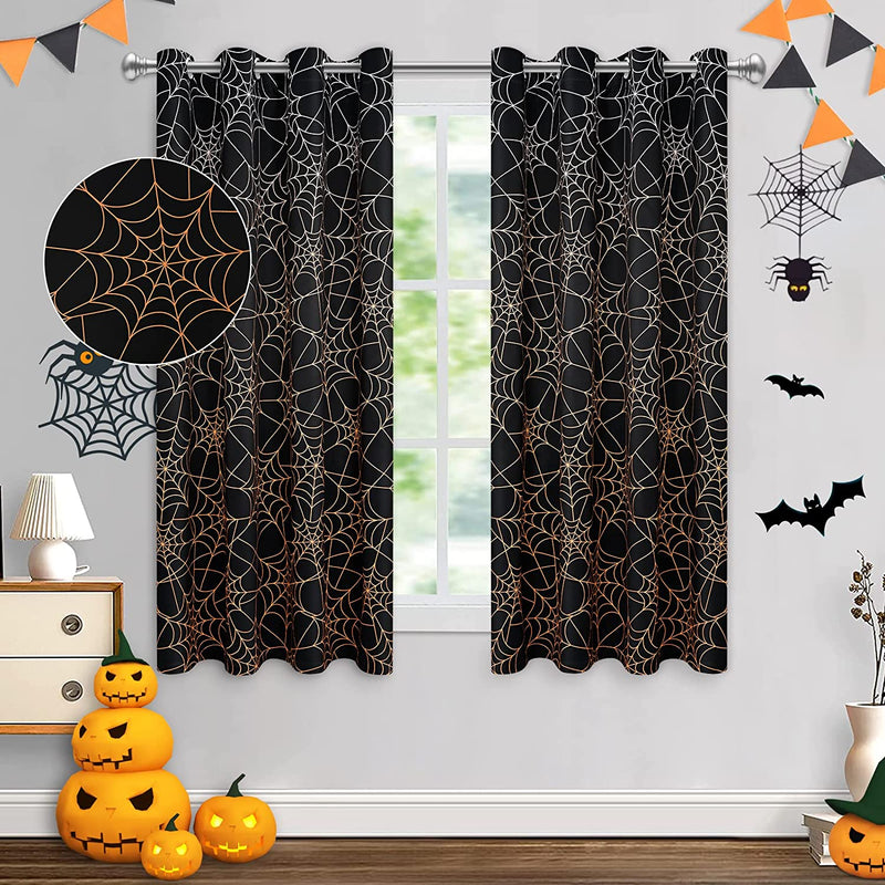 Ombre Blackout Curtains 84 Inches Long Damask Patterned Grommet Curtain Panels Grey Gradient Window Treatments Thermal Insulated Window Drapes for Bedroom Living Room(Grey, 2 Panels/ 52X84 Inch) Home & Garden > Decor > Window Treatments > Curtains & Drapes BLEUM CADE Orange Gradient-black 52''W x 63''L 