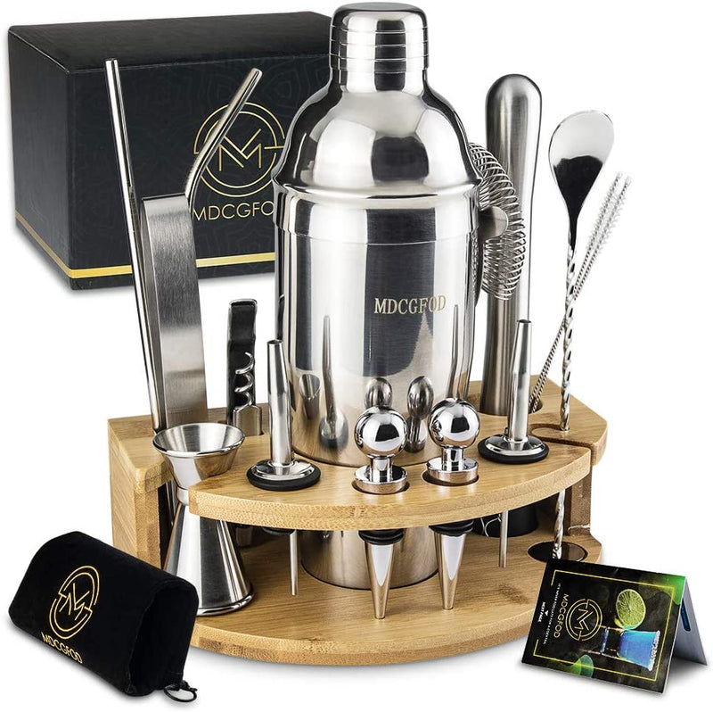MDCGFOD Bartender Kit 26 Piece Bar Set Cocktail Shaker Set with Stand Professional Perfect Home Martini Cocktail Shaker Bar Tools Set for Making Awesome Drink Mixing Experience… Home & Garden > Kitchen & Dining > Barware MDCGFOD   