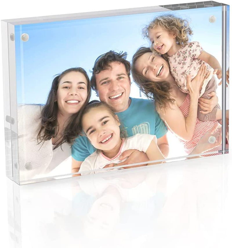 Picture Frames Acrylic, TWING 5 Pack 4X6 Acrylic Frame, Horizontal Magnet Double Sided 4X6 Picture Frame,12+12Mm Thick Clear Frameless Desktop Display Self Standing Magnetic Acrylic Block Photo Frame, Halloween Picture Frame Gift Ideal Home & Garden > Decor > Picture Frames TWING 1 Pack 4X6 