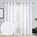 HOMEDIAS Grey Moroccan Sheer Curtains Embroidery Curtains for Bedroom Room 52 X 84 Inch Long Grommet Top Semi Sheer Curtains Light Filtering Voile Curtains 2 Panels Window Curtains