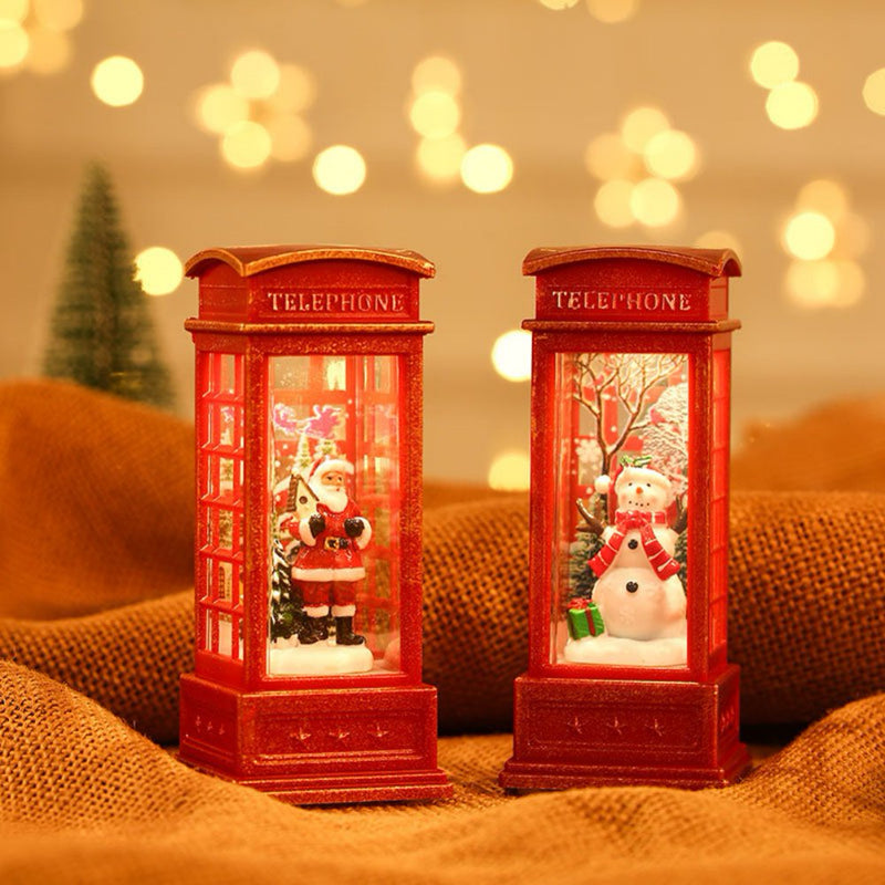 Christmas Snow Globe Lantern Phone Booth, Swirling Water Glittering Battery Operated Ornament for Christmas Tabletop Home Decoration Home & Garden > Decor > Seasonal & Holiday Decorations& Garden > Decor > Seasonal & Holiday Decorations JANDEL   