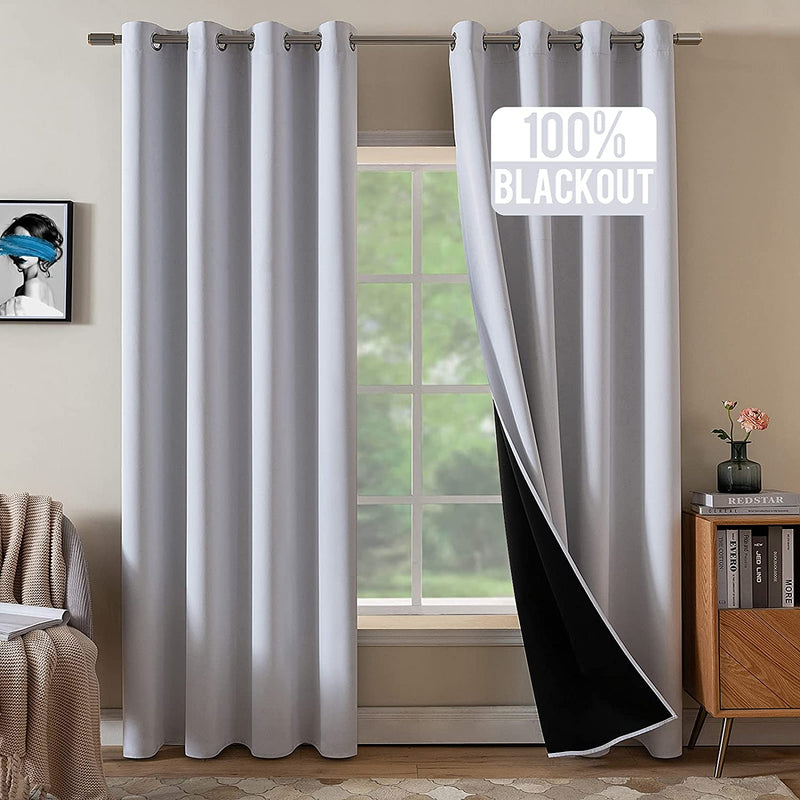MIULEE 100% Blackout Curtains for Full Shade Window Drapes with Grommets for Living Room Darkening Light Blocking and Thermal Insulated 2 Panels W 52" X L 90" Beige Home & Garden > Decor > Window Treatments > Curtains & Drapes MIULEE Greyish White W 52" x L 63" 