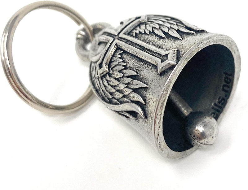 Cross Wing Motorcycle Biker Bell Accessory or Key Chain for Luck