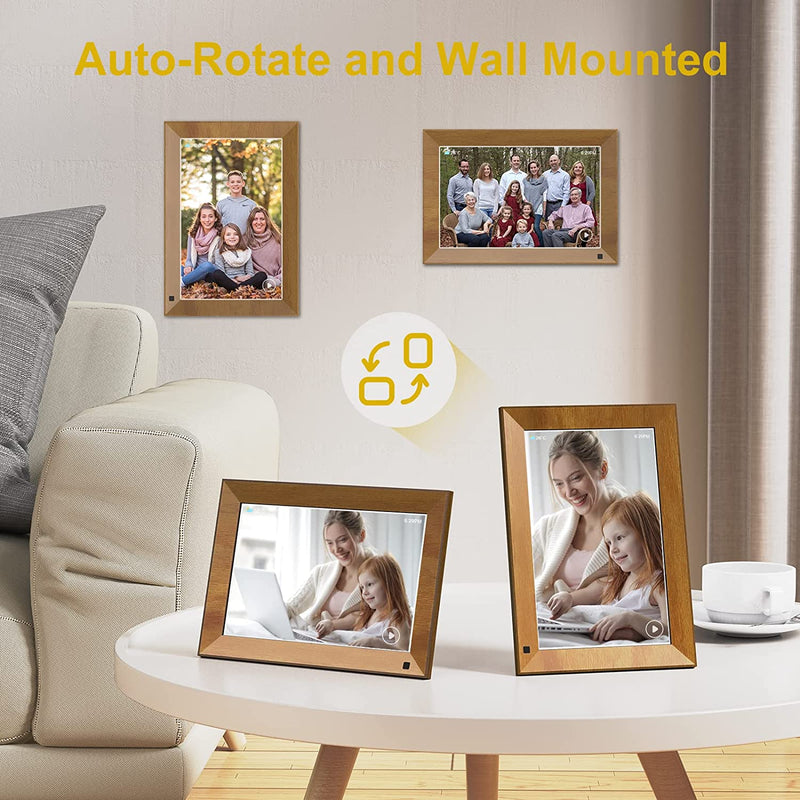 Digital Picture Frame 10.1 Inch, Electronic Photo Frame Wifi with APP, Smart Electric Video Photo Frame Slideshow with Email, 1280X800 IPS FHD Uploadable Digital Photo Frames Cloud Storage