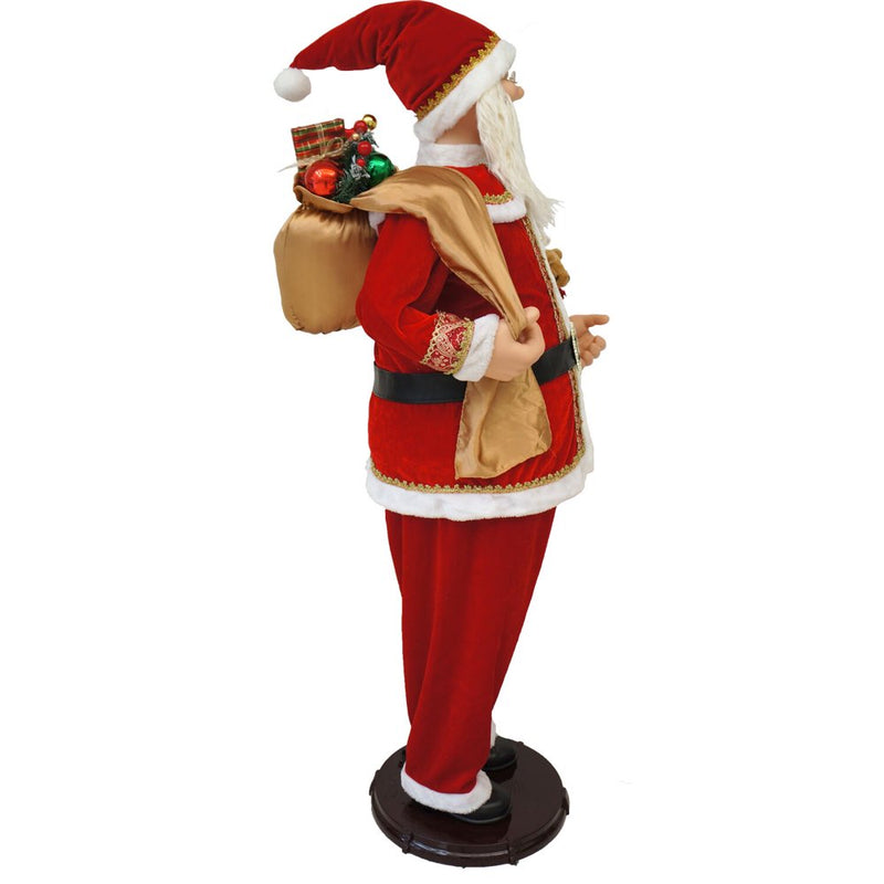 Fraser Hill Farm 58-In. Dancing Santa with Toy Sack, Teddy Bear, and Wrapped Gifts | Indoor Animated Home Holiday Decor | Dancing Christmas Decorations | FSC058-2RD6  Fraser Hill Farm   