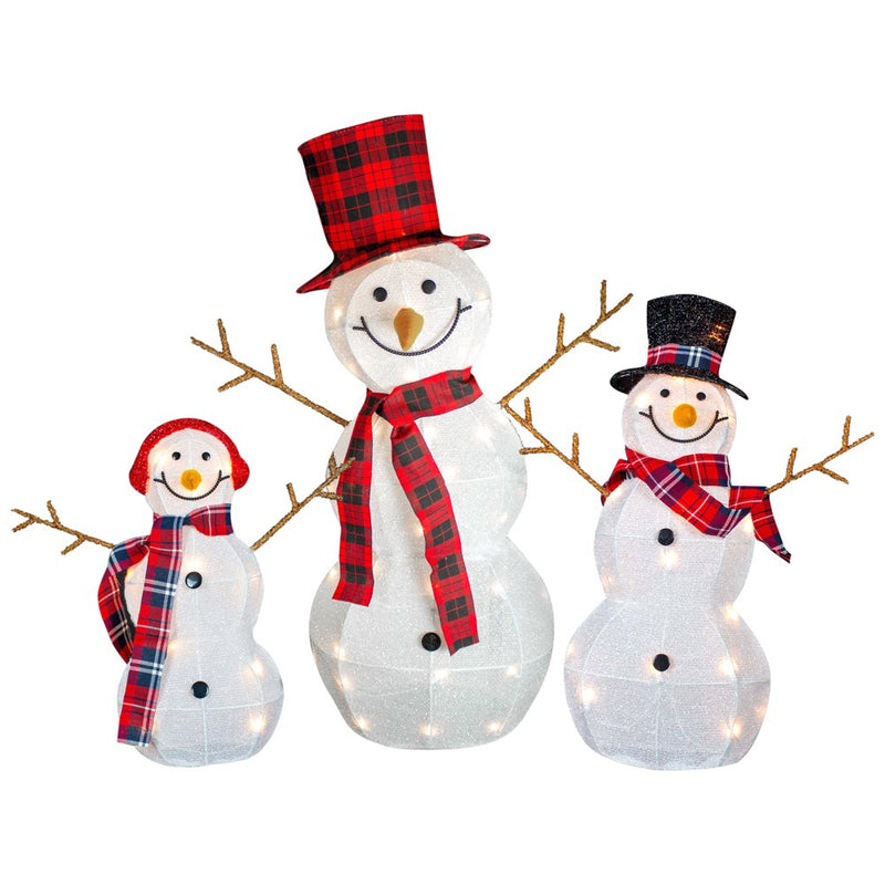 Set of 3 Lighted Tinsel Snowmen Family Christmas Yard Decorations Home Home & Garden > Decor > Seasonal & Holiday Decorations& Garden > Decor > Seasonal & Holiday Decorations Northlight   