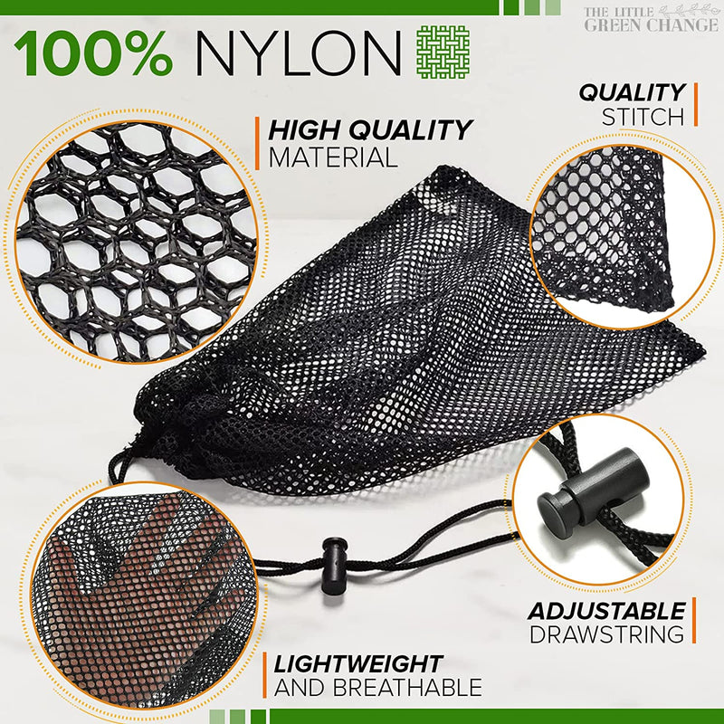 Mesh Bags Drawstring Bag Set - Nylon Mesh Drawstring Bags with Cord Lock Closure - Delicates Laundry Bag for Washing Machine - Small Gym Bag for Basketball, Volleyball, Football, Golf Stuff Balls Sporting Goods > Outdoor Recreation > Boating & Water Sports > Swimming KSI   