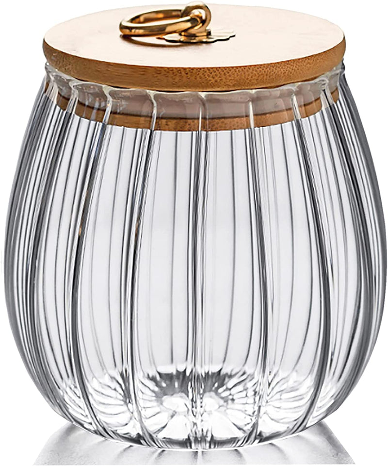 Glass Coffee Nuts Canister Airtight Storage Jar Petal Decorative Container with Bamboo Lid Metal Handle Easy to Grasp 1600Ml, 54 FL OZ (Large Conical) Home & Garden > Decor > Decorative Jars FANTESTICRYAN Oval  