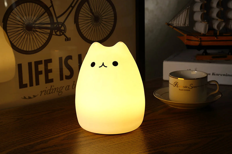 Wonenice Portable Cute Kitty Silicone Night Lamp,Usb Rechargeable Children Night Light with Warm White & 7-Color Breathing Modes, Touch Sensor Control, Christmas Gifts for Kids Toddler Baby Home & Garden > Lighting > Night Lights & Ambient Lighting WoneNice   