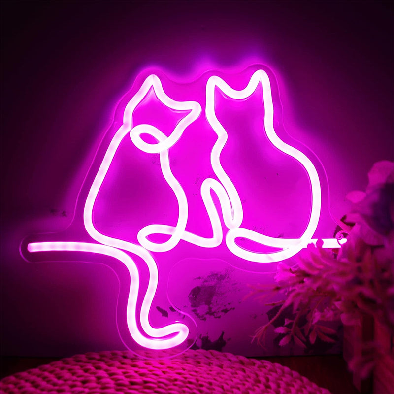 Anime Turtle Neon Sign for Wall Decor, Neon Lights LED USB Dimmable Switch for Bedroom Game Room Kids Room Decor, Gift for Girls Boys Birthday (14.5X15.7In)  fengll Two Cat  