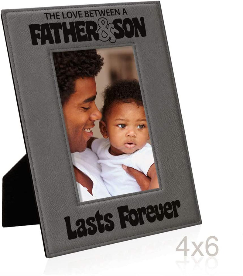 KATE POSH the Love between a Father & Son Is Forever Engraved Leather Picture Frame, Father of the Groom, Best Dad Ever, First Father'S Day, Daddy & Me Gifts (4" X 6" Vertical) Home & Garden > Decor > Picture Frames KATE POSH   