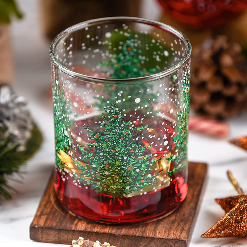 Greenline Goods - Christmas Whiskey Glass Tumbler (Set of 2) - 10 Oz - Christmas Cup Party Glasses - Holiday Christmas Decorations for Kitchen - Xmas Red and Green Drinking Set Home & Garden > Kitchen & Dining > Tableware > Drinkware Greenline Goods   