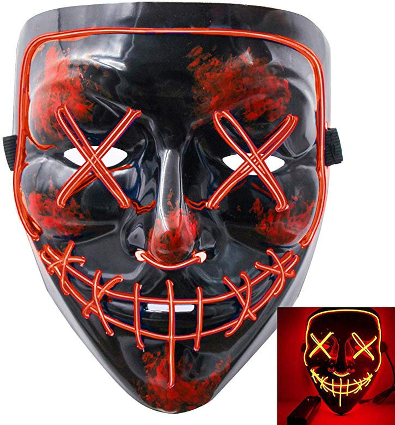 Tagital Halloween Mask LED Light up Funny Masks the Purge Movie Scary Festival Costume Apparel & Accessories > Costumes & Accessories > Masks Tagital Red  