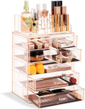Sorbus Clear Cosmetic Makeup Organizer - Make up & Jewelry Storage, Case & Display - Spacious Design - Great Holder for Dresser, Bathroom, Vanity & Countertop (4 Large, 2 Small Drawers) Home & Garden > Household Supplies > Storage & Organization Sorbus Pink 3 Large, 4 Small Drawers 