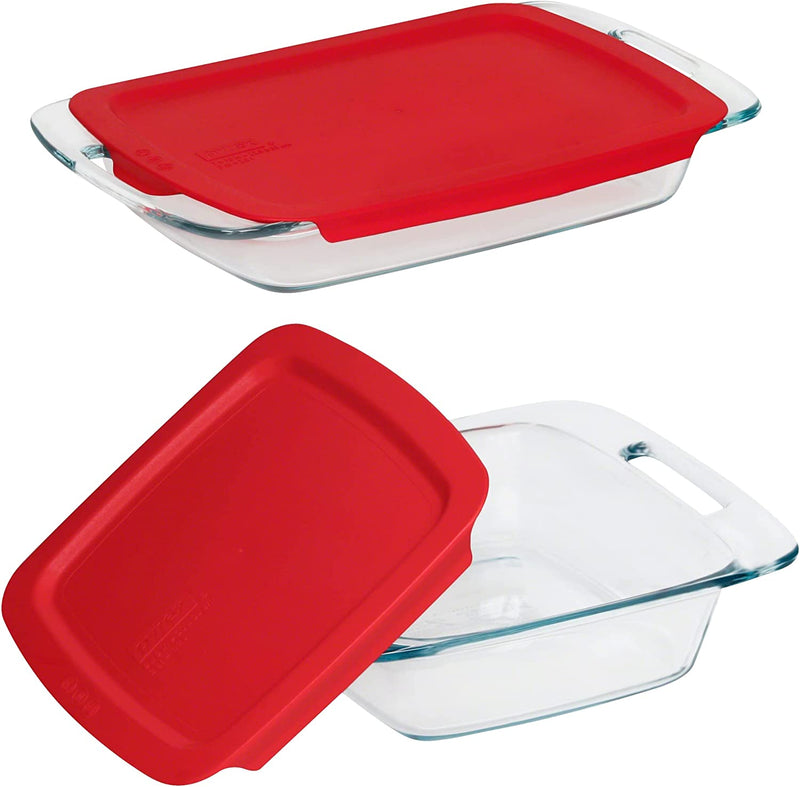 Pyrex Easy Grab 4-Piece Glass Baking Dish Set with Lids, 3-Qt & 2-Qt Glass Bakeware Set, Non-Toxic, Bpa-Free Lids, Tempered Glass Bakeware Set Home & Garden > Kitchen & Dining > Cookware & Bakeware World Kitchen (PA)   