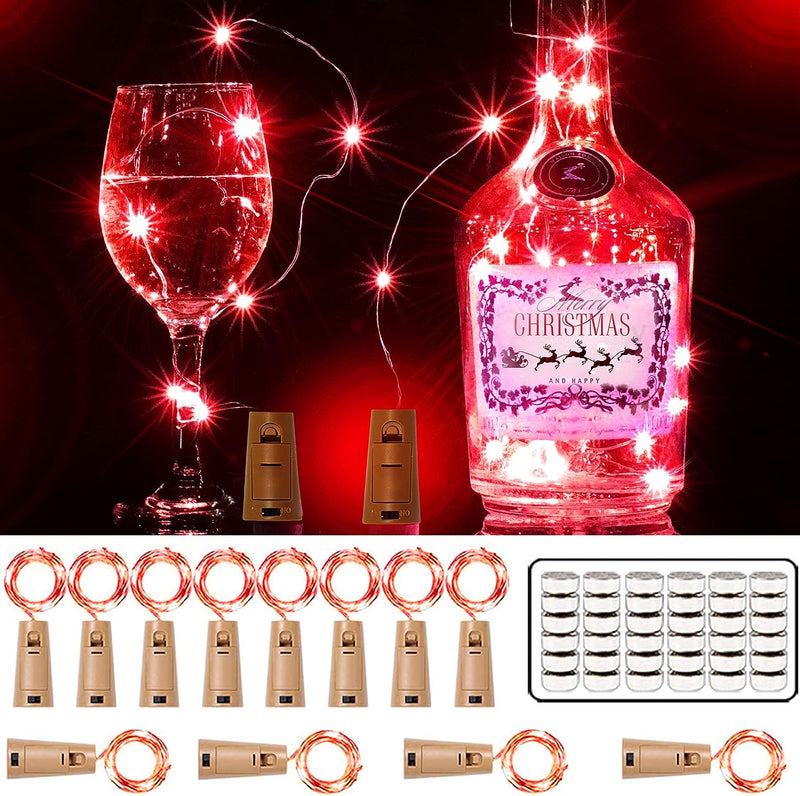 12 Packs 20 LED Wine Bottle Lights with Cork - Silver Wire Fairy String Lights Battery Operated Cork Lights for Wine Liquor Bottle,Bedroom,Christmas,Birthday,Wedding Party Decor(Purple)  SmilingTown Red  