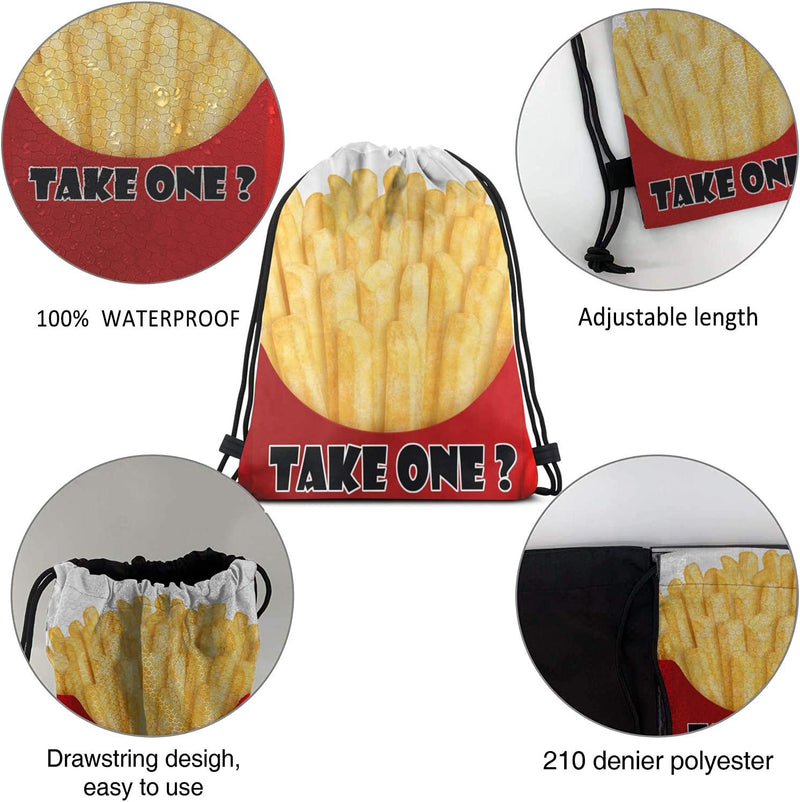 Take One Real French Fries Print Drawstring Backpack, Sackpack String Bag Cinch Water Resistant Nylon Beach Bag for Gym Shopping Sport Yoga… Home & Garden > Household Supplies > Storage & Organization Zhung Ree   