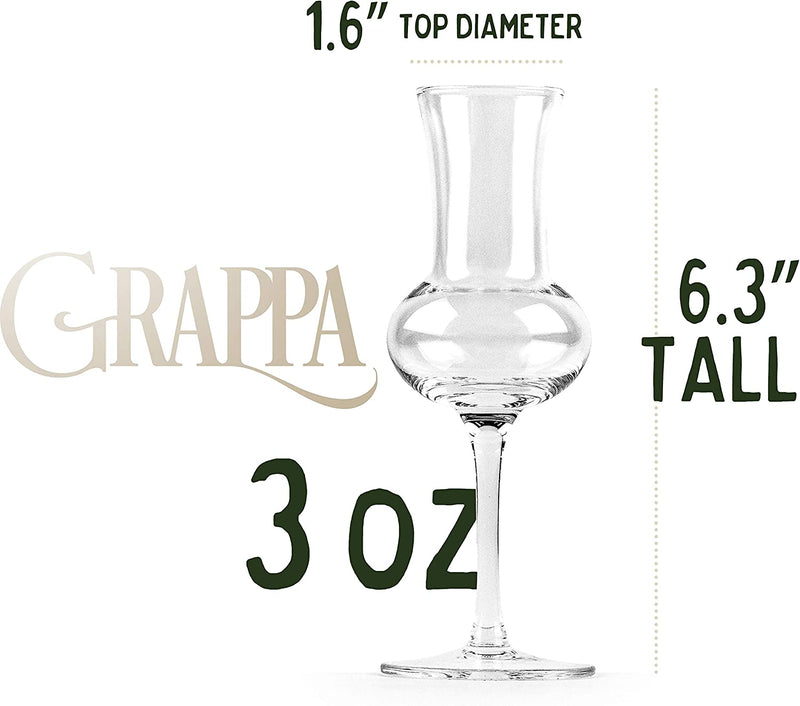Crystal Grappa and Cordial Glasses | Set of 6 | Small 3 Oz Long Stemmed Spirit Glassware for Liqueur, after Dinner Drink, Aperitif, Digestive | Italian Tulip Shaped Liquor Stemware for Nosing, Sipping Home & Garden > Kitchen & Dining > Barware Glassique Cadeau   