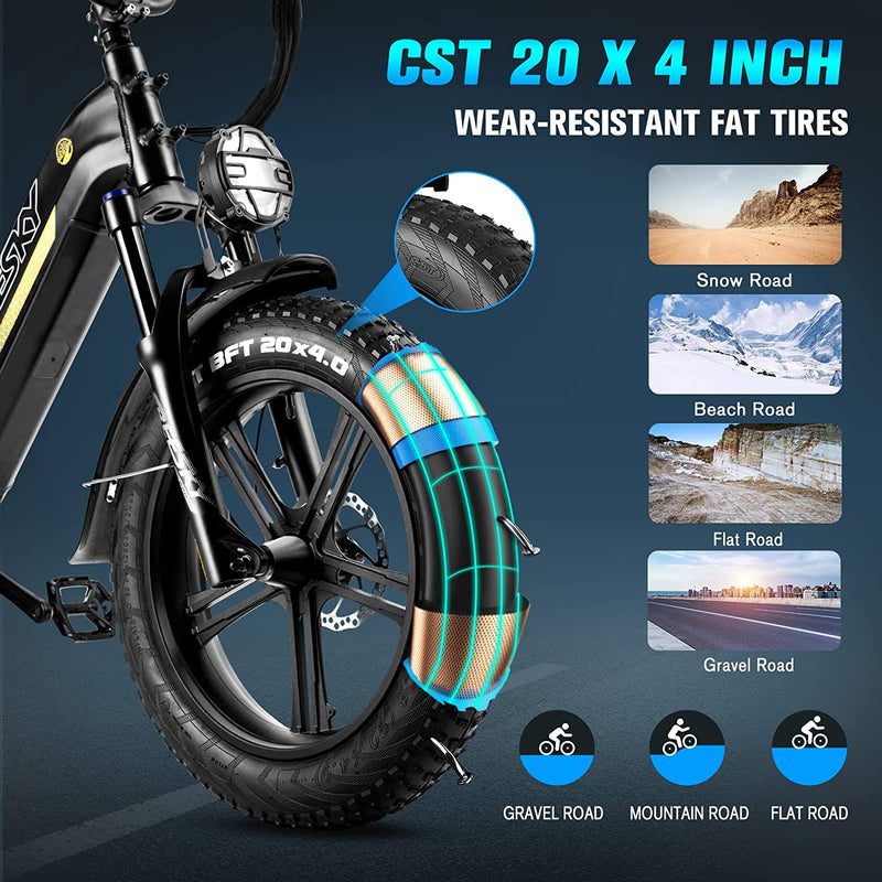 FREESKY Step-Thru Electric Bike for Adults 750W High-Speed Motor 48V 15AH Samsung Cell Battery, 20" Fat Tires Ebike 28MPH 35-80Miles Electric Commuter/City Cruiser Bike for Women, Full Suspension Ebike for Snow Sporting Goods > Outdoor Recreation > Cycling > Bicycles FREESKY   
