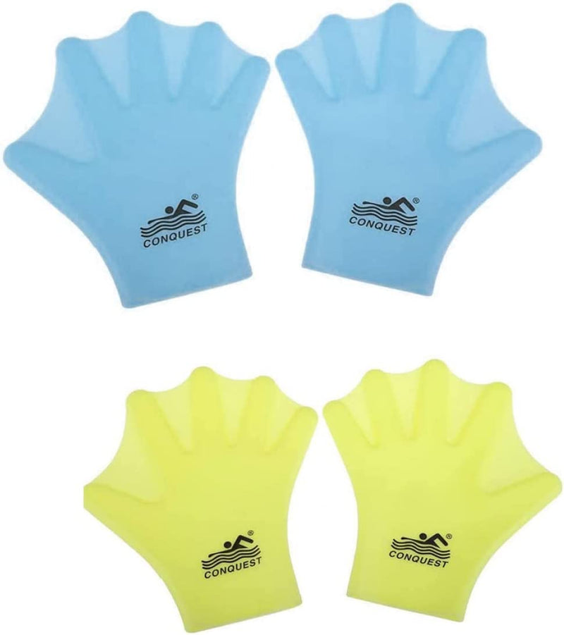Webbed Gloves Swimming Paddles Aquatic Full Finger Hand Flippers for Men Women Diving Surfing Training, Webbed Gloves for Swimming,Swimming Hand Paddles, Blue 1Pair