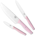 Greenlife High Carbon Stainless Steel 13 Piece Wood Knife Block Set with Chef Steak Knives and More, Comfort Grip Handles, Triple Rivet Cutlery, Soft Pink Home & Garden > Kitchen & Dining > Kitchen Tools & Utensils > Kitchen Knives GreenLife Pink 3 Piece Knife Set with Covers 