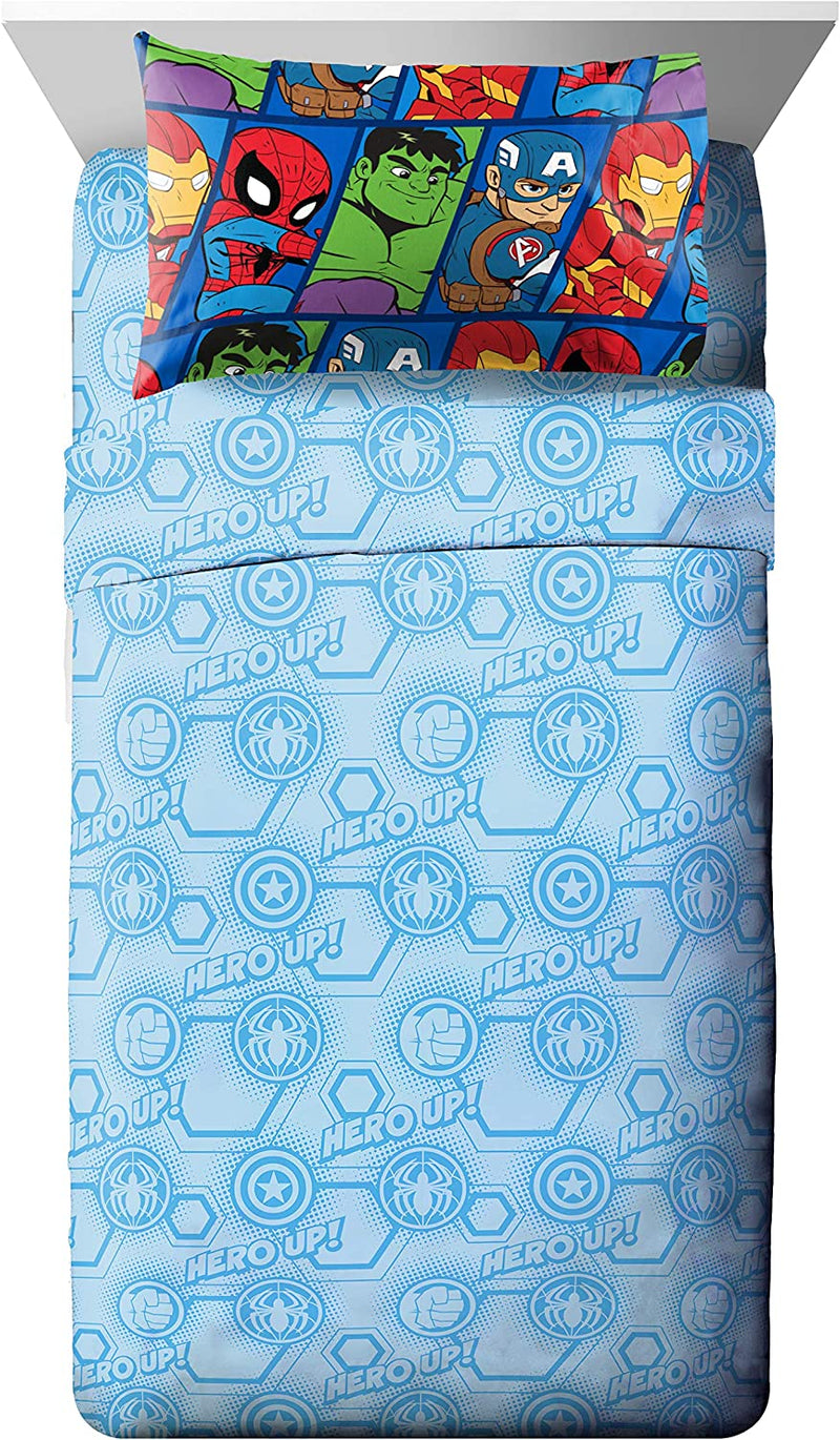 Marvel Super Hero Adventures Hero Together 4 Piece Twin Bed Set - Includes Comforter & Sheet Set Bedding Features the Avengers - Super Soft Fade Resistant Microfiber (Official Marvel Product) Home & Garden > Linens & Bedding > Bedding Jay Franco & Sons, Inc.   