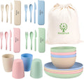 ECOSTAR Wheat Straw Dinnerware Sets - 28-Piece Unbreakable Dinnerware Set, Microwave and Dishwasher Safe - Utensil Sets, Plate and Bowl Sets for Party, Picnic, Camping, Dorm (Pink) Home & Garden > Kitchen & Dining > Tableware > Dinnerware ECOSTAR Classic  